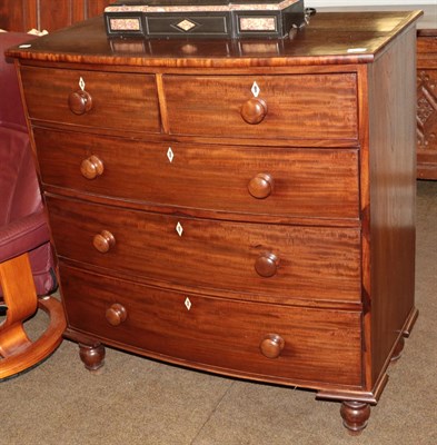 Lot 1264 - Victorian mahogany bowfront four height chest of drawers, 104cm high by 99cm wide by 51cm deep