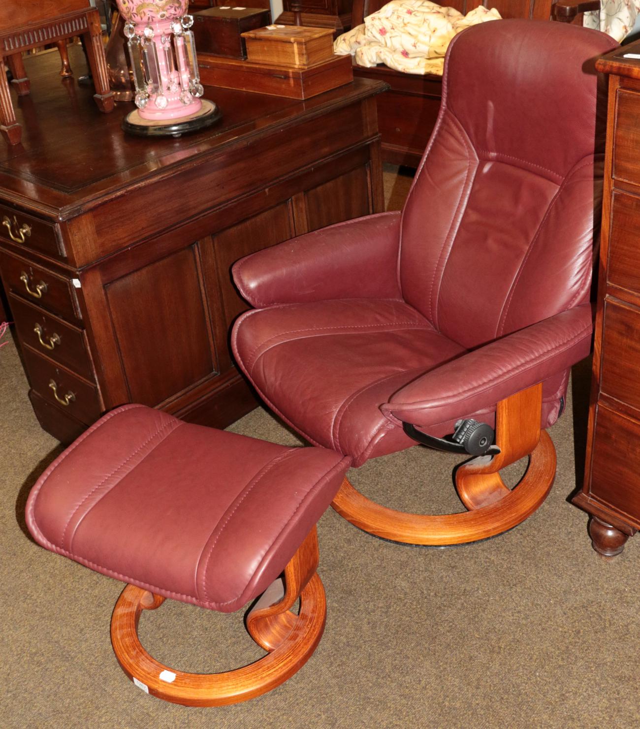 Lot 1267 An Ekornes Stressless leather swivel chair,