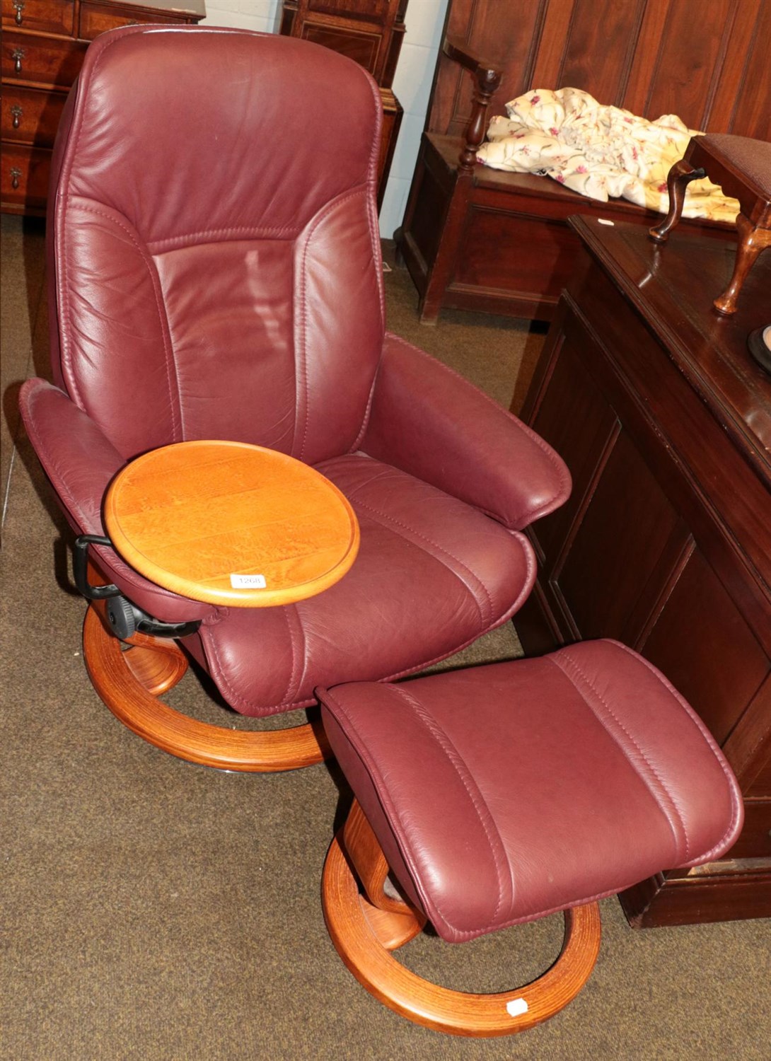 Lot 1268 An Ekornes Stressless leather swivel chair,