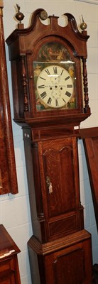 Lot 1277 - ~ An oak and mahogany eight day longcase clock, arch painted dial signed Robt Forster,...