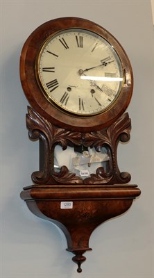 Lot 1280 - A walnut veneered inlaid drop dial striking wall clock