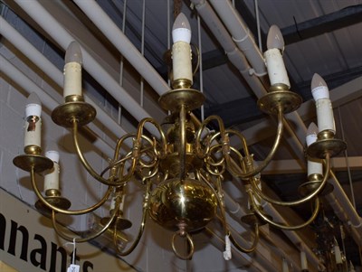 Lot 1284 - A 20th century Flemish brass chandelier together with another