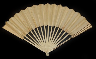 Lot 4000 - A Light and Airy Mid-18th Century French Ivory Fan, the guards and gorge decorated in bronze in...