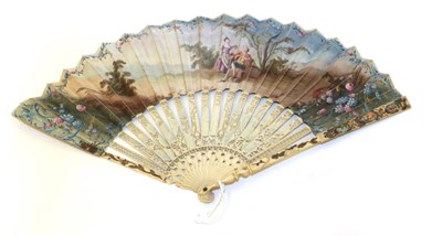 Lot 4005 - A Mid-18th Century Ivory Fan with a particularly ornate gorge, the monture carved and pierced...