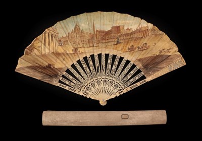 Lot 4015 - A View of Saint Peter's in Rome: An 18th Century Carved and Pierced Grand Tour Ivory Fan, the...