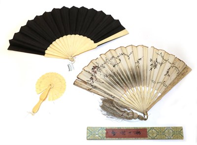 Lot 4019 - A Group of Late 18th/19th and Early 20th Century Folding Fans plus one small cockade, the...