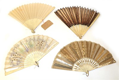Lot 4019 - A Group of Late 18th/19th and Early 20th Century Folding Fans plus one small cockade, the...