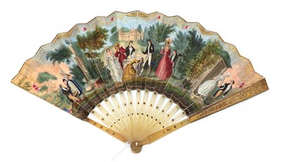 Lot 4023 - The Wedding Day Surprise! A Circa 1830's Horn Fan, the monture lightly pierced and clouté with...