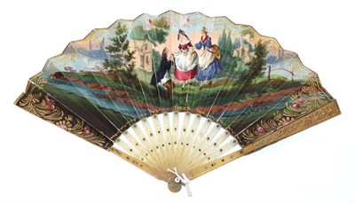 Lot 4023 - The Wedding Day Surprise! A Circa 1830's Horn Fan, the monture lightly pierced and clouté with...