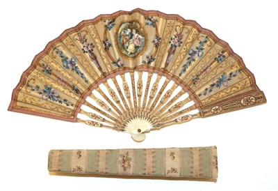 Lot 4025 - An Attractive Early 20th Century Silk Fan, being a pastiche of an earlier French fan, the...