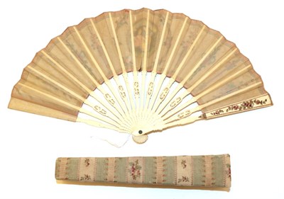 Lot 4025 - An Attractive Early 20th Century Silk Fan, being a pastiche of an earlier French fan, the...
