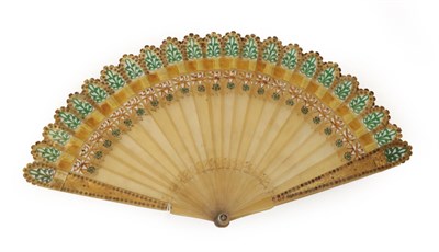 Lot 4029 - A Circa 1830's Good Horn Brisé Fan with pointed tips to the twenty-one inner sticks and two...