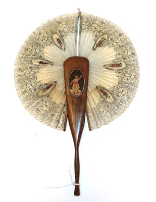 Lot 4036 - A Wood Cockade Fan with elaborately carved and shaped handles, these featuring scrolling...