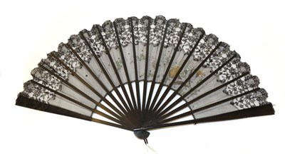Lot 4042 - Three Large Fans, two circa 1890, the third slightly later, the monture of tortoiseshell, the...