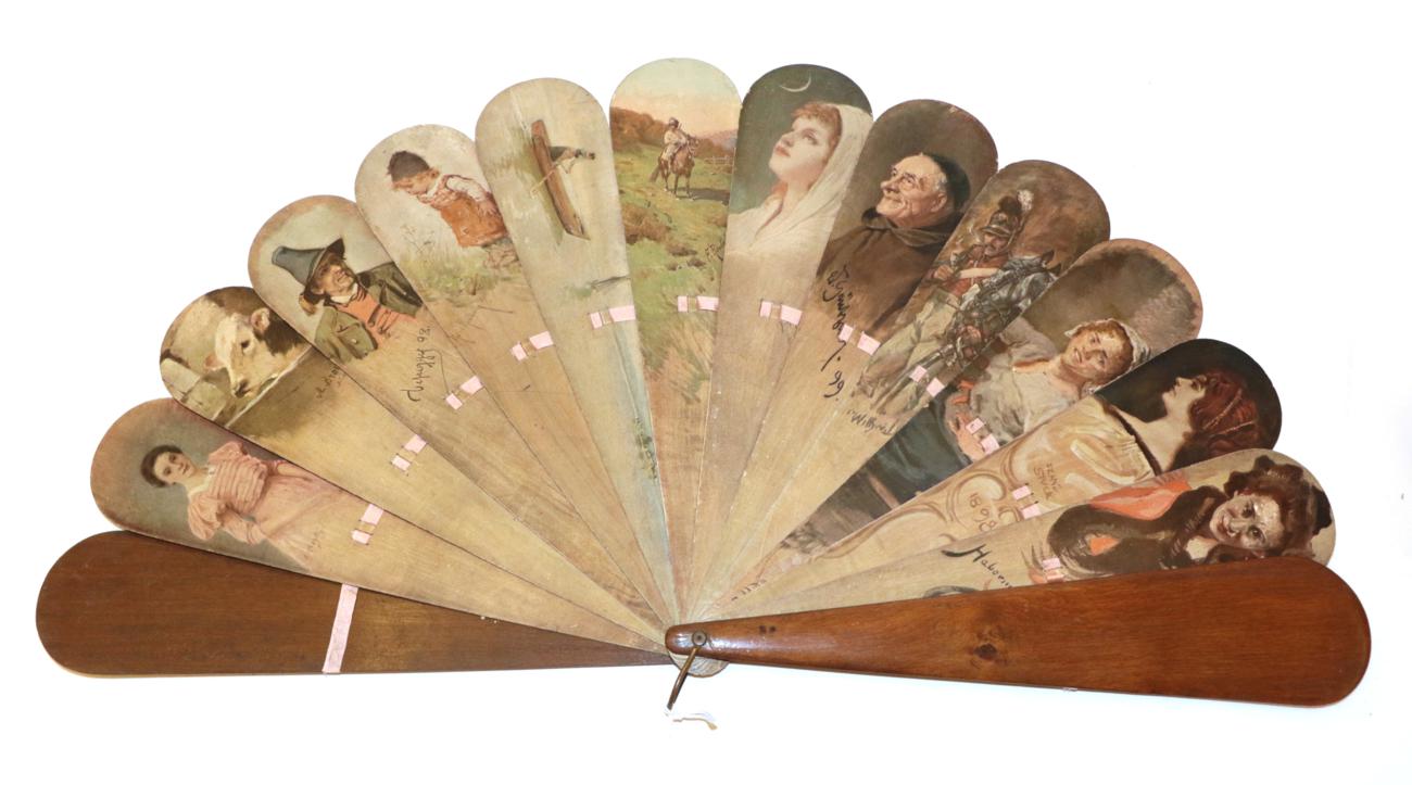 Lot 4047 - An Oversized Wood Brisé Fan from Germany or Austria, autographed on the verso, one date of...