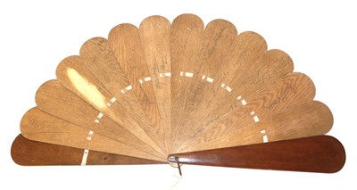 Lot 4047 - An Oversized Wood Brisé Fan from Germany or Austria, autographed on the verso, one date of...