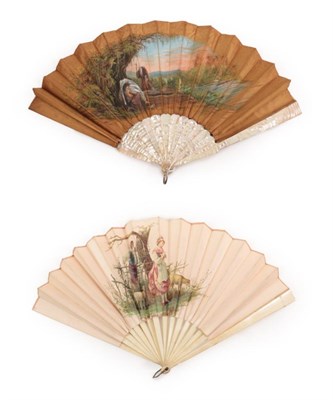 Lot 4050 - Death and The Maiden: A Very Unusual Fan,Â the monture of plain light pink mother of pearl, the...