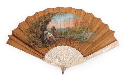 Lot 4050 - Death and The Maiden: A Very Unusual Fan,Â the monture of plain light pink mother of pearl, the...