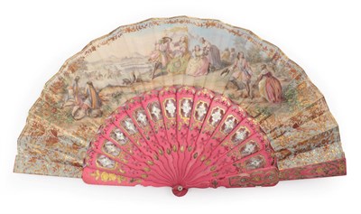 Lot 4051 - The Start of the Campaign: A Mid-19th Century Fan, the double paper leaf mounted on carved and...