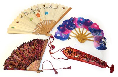 Lot 4064 - Modern Fans with a Twist! To include a fan and fan sleeve made by a Yorkshire textile student,...