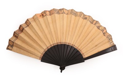 Lot 4069 - A Fascinating Conversation Fan, dated 1891, the double paper leaf mounted on carved black wood...