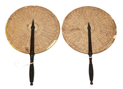 Lot 4071 - The Wheel of Fortune: A Very Unusual Pair of Face Screens, possibly late 18th century or early 19th