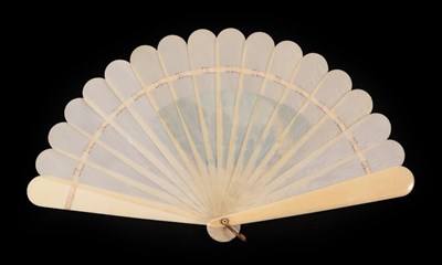 Lot 4073 - An Ivory Brisé Fan, circa 1870's, with a monogram painted in grey on the upper guard, and entitled