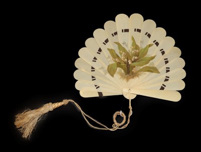 Lot 4075 - A 19th Century Ivory Brisé Fan in fontange form, all sticks plain, the tips rounded. The recto...