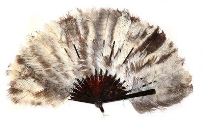 Lot 4079 - A Late 19th Century Female Ostrich Feather Fan, the monture of tortoiseshell, the appearance rather