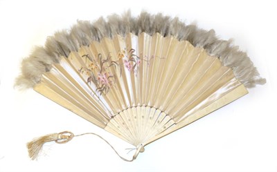 Lot 4082 - A Cream Ostrich Feather Fan, circa 1900, medium to large size, the feathers mounted on resin...