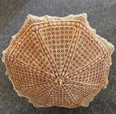 Lot 4116 - A 19th Century Folding Parasol, the cover made of extremely fine Bedford Maltese lace,...