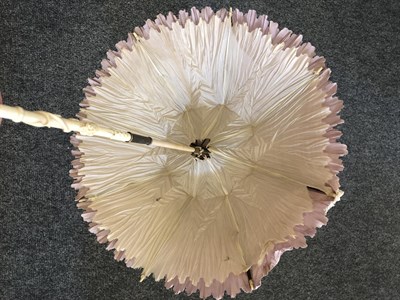 Lot 4124 - An Attractive Irish Crochet Lace Folding Parasol, post 1860, the carved lower shaft slightly...