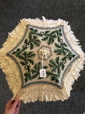 Lot 4125 - A Rare Parasol with Beaded Cover, circa 1850's, the shaft of tan wood, the ribs of metal, the...