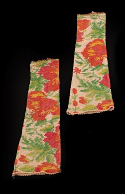 Lot 4126 - A Pair of Vibrantly Beaded Fingerless Mittens, circa 1890's, the beadwork woven not...