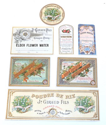 Lot 4174 - Commercial Perfume Product Labels, 1890-1900, for the company J Giraud Fils, Grasse - Paris....