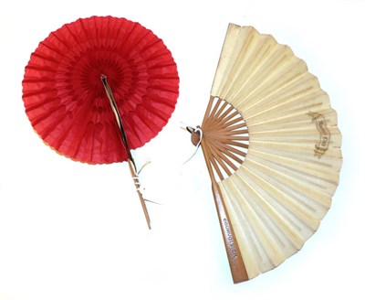 Lot 4177 - Two French Advertising Fans relating to alcoholic drinks, one a cockade. The cockade advertises...