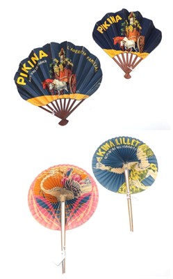 Lot 4178 - Four 20th Century Advertising Fans for Beverages, to include a centenary example in fontange...