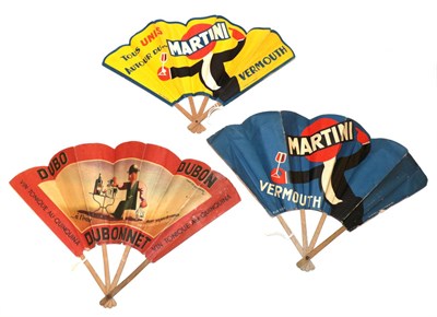 Lot 4195 - Three 20th Century Cocktail Advertising Fans, two after the illustrator Guiseppe Riccobaldi, around