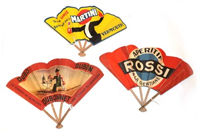 Lot 4195 - Three 20th Century Cocktail Advertising Fans, two after the illustrator Guiseppe Riccobaldi, around