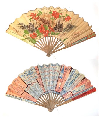 Lot 4198 - Railway Advertising: Two Large Late 19th Century Printed Paper Fans advertising the ''Chemins...