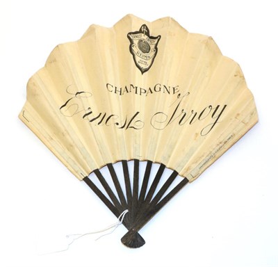 Lot 4202 - Champagne Ernest Iroy: An Advertising Fan of fontange form, marked on the verso for the Rheims...