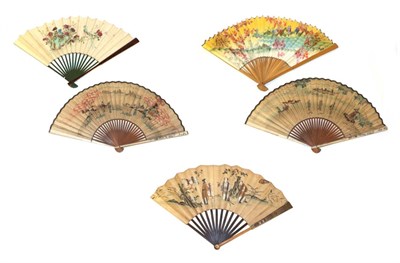 Lot 4210 - A Group of Five Japanese Fans, 19th and 20th century: Comprising a good painted example with...