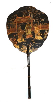 Lot 4215 - An Unusual Single Mid-19th Century Chinese Lacquered Face Screen or Fixed Fan, Qing Dynasty,...
