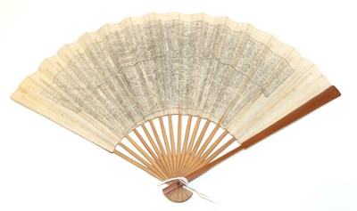 Lot 4216 - A Late 19th Century Chinese Map Fan, the simple wood monture with a double paper leaf, each...