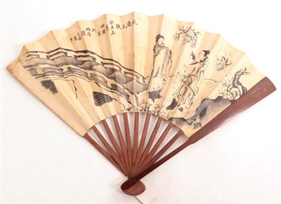Lot 4218 - A Very Interesting Chinese Fan that would benefit from more research. The monture, of polished...