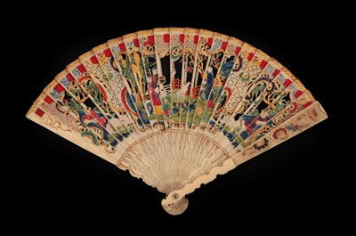 Lot 4233 - An Unusual 19th Century Chinese Qing Dynasty Pierced and Painted Ivory Brisé Fan, with...