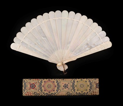 Lot 4235 - A Rare Circa 1840's Chinese Carved Mother-of-Pearl Brisé Fan