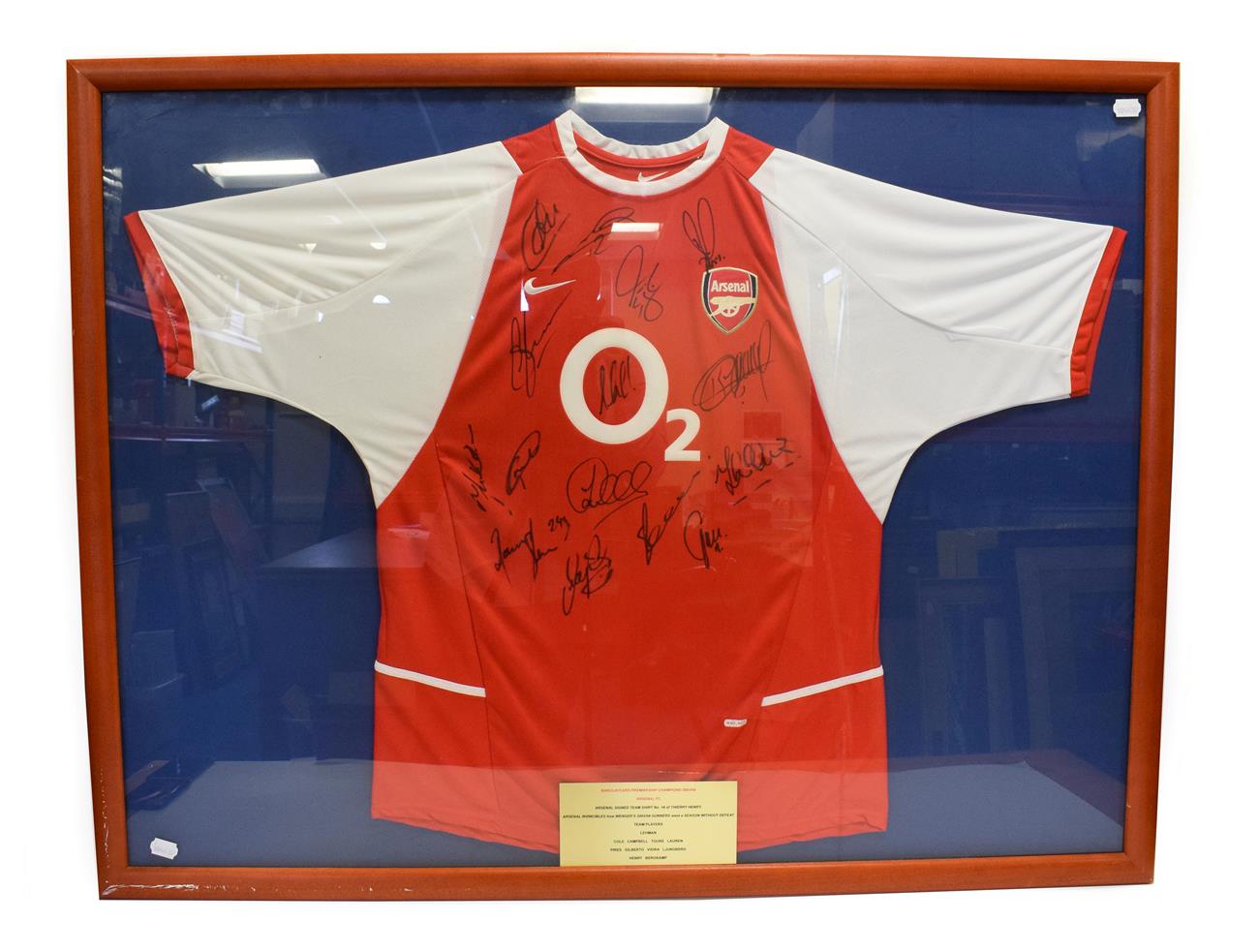 Lot 5004 - Arsenal Invincible Signed Football Shirt from the 2003/4 season a No.14 Thierry Henry with 15 squad