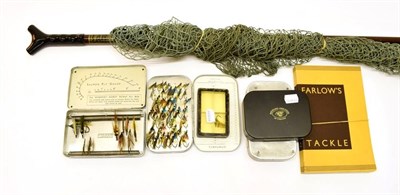 Lot 5035 - Hardy Richard Walker Superlite Landing Net together with five fly boxes by Farlows, Wheatley...