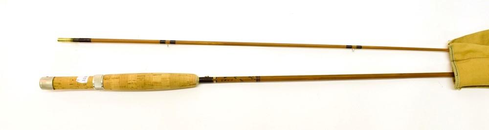 Lot 5037 - J.S. Sharpe of Aberdeen ''The Featherweight'' Impregnated Cane Fly Rod 8'-0'' #4/5 in maker's cloth
